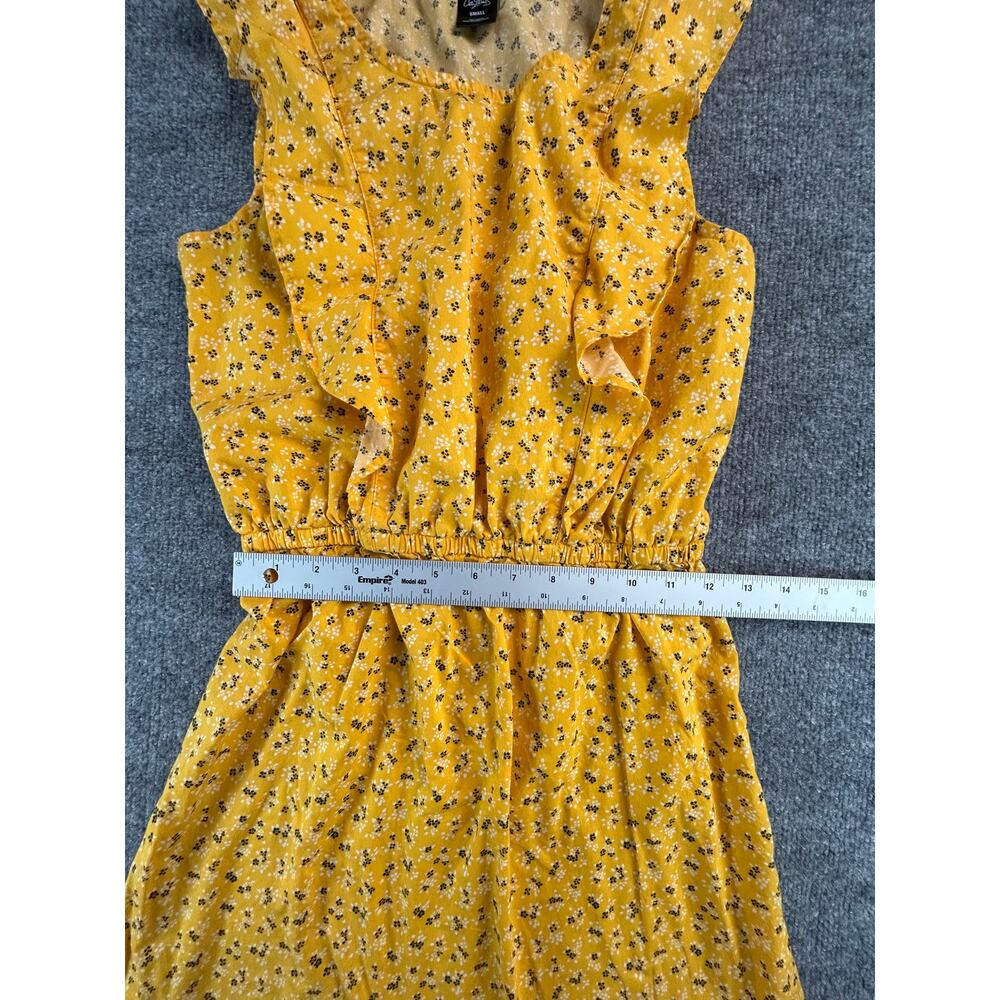 City Streets Women's Small Yellow Floral Ruffle Sleeve Dress Cotton Boho - Picture 8 of 8
